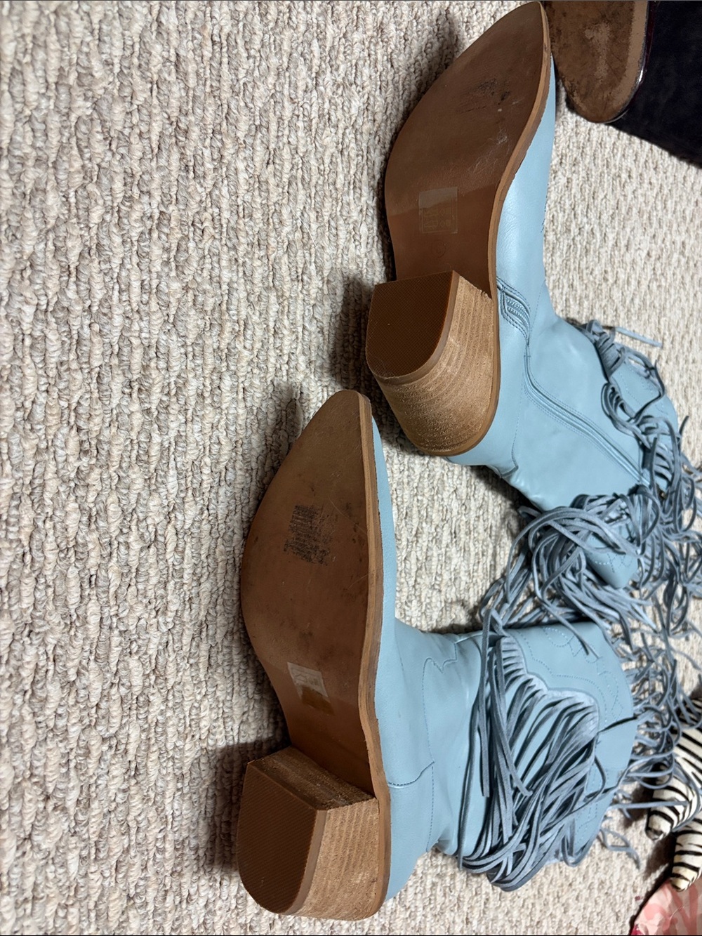 Fringe Western Cowboy Boots in Light Blue - Picture 3 of 3